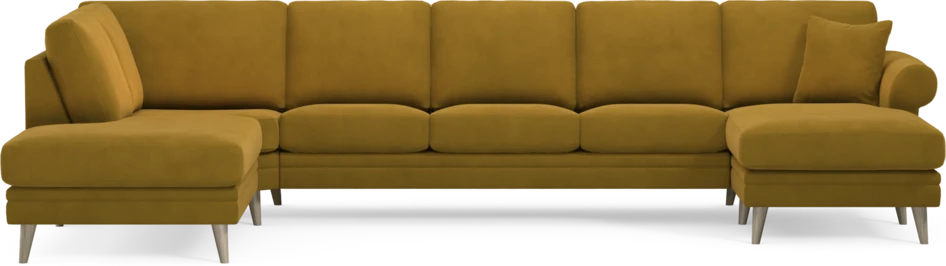 Eden - 3-sits soffa med divan vänster och schäslong höger - Gul