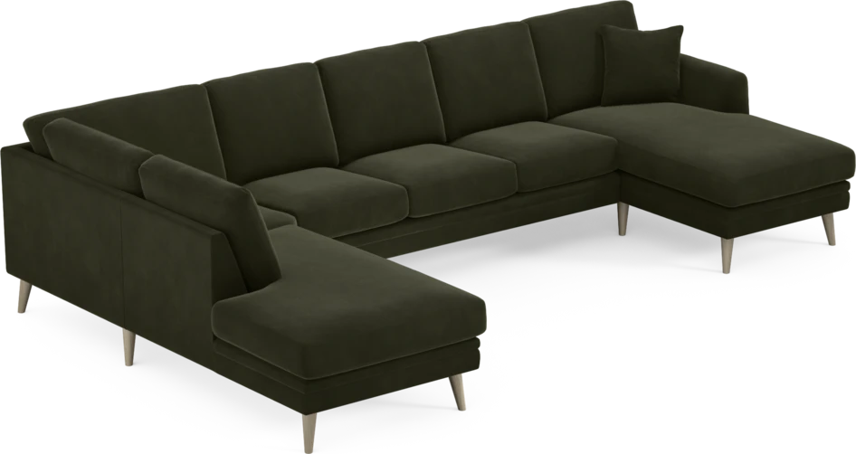Eden - 3-sits soffa med divan vänster och schäslong höger - Grön