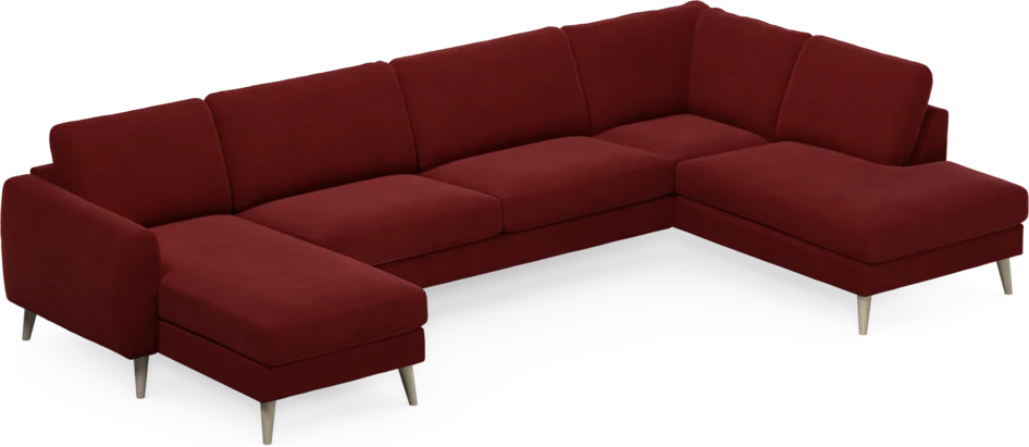 Bridge - 3-sits soffa med schäslong vänster och divan höger - Röd