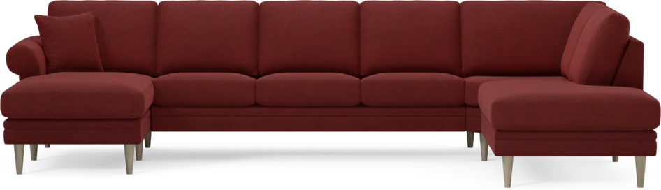 Eden - 3-sits soffa med schäslong vänster och divan höger - Röd