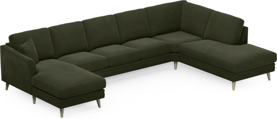 Eden - 3-sits soffa med schäslong vänster och divan höger - Grön