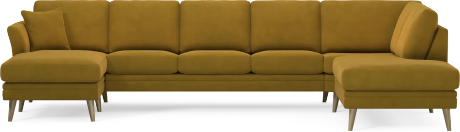 Eden - 3-sits soffa med schäslong vänster och divan höger - Gul