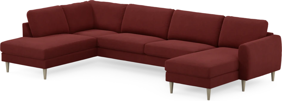 Bridge - 3-sits soffa med divan vänster och schäslong höger - Röd