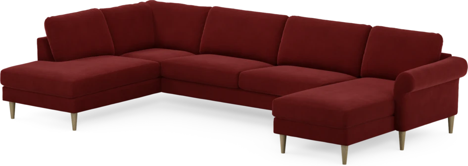 Bridge - 3-sits soffa med divan vänster och schäslong höger - Röd