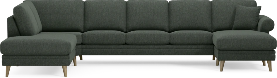 Eden - 3-sits soffa med divan vänster och schäslong höger - Grön