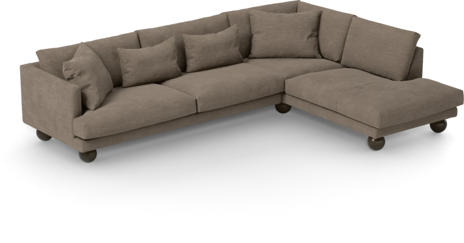 Harper - 3-sits soffa med divan höger - Brun
