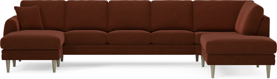 Eden - 3-sits soffa med schäslong vänster och divan höger - Orange