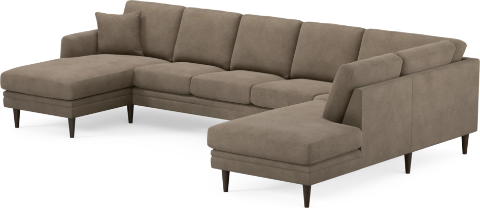 Eden - 3-sits soffa med schäslong vänster och divan höger - Brun