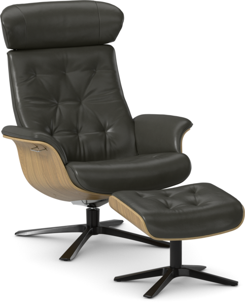 Timeout XL - Fåtölj och fotpall pikérad - Grå