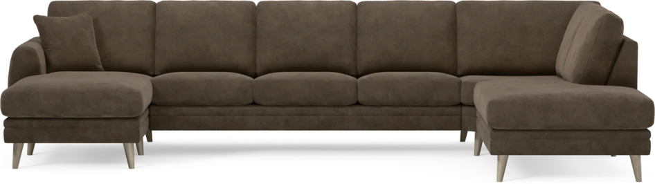 Eden - 3-sits soffa med schäslong vänster och divan höger - Brun