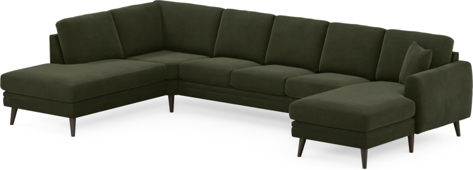 Eden - 3-sits soffa med divan vänster och schäslong höger - Grön