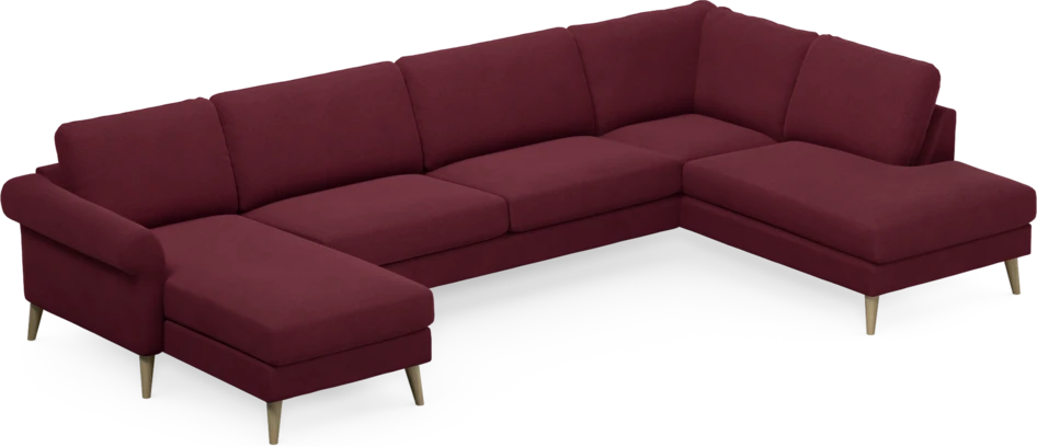 Bridge - 3-sits soffa med schäslong vänster och divan höger - Röd