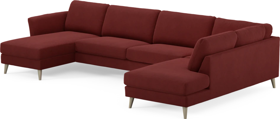 Bridge - 3-sits soffa med schäslong vänster och divan höger - Röd