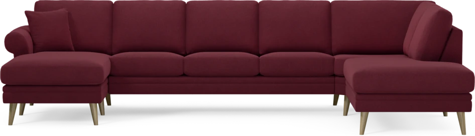 Eden - 3-sits soffa med schäslong vänster och divan höger - Röd