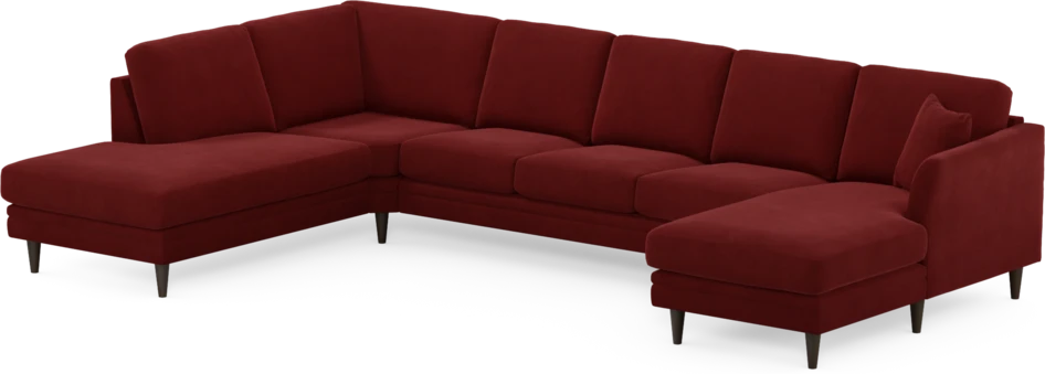 Eden - 3-sits soffa med divan vänster och schäslong höger - Röd