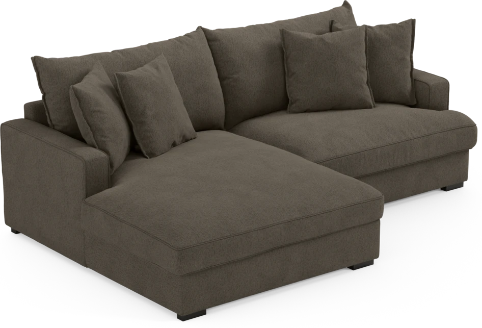 Mila - 2-sits soffa med schäslong XL vänster - Brun