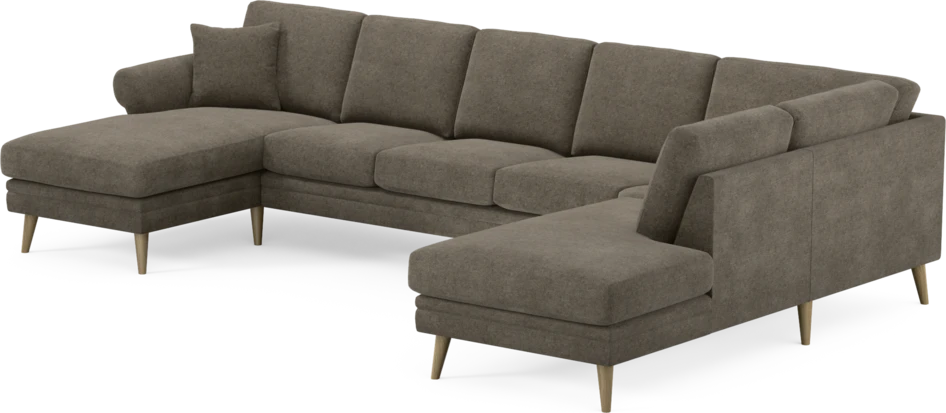 Eden - 3-sits soffa med schäslong vänster och divan höger - Brun