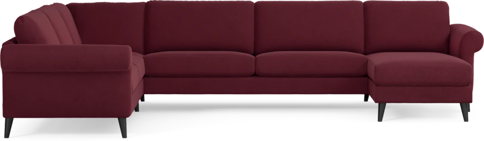 Bridge - Hörnsoffa, 2+3-sits med schäslong höger - Röd