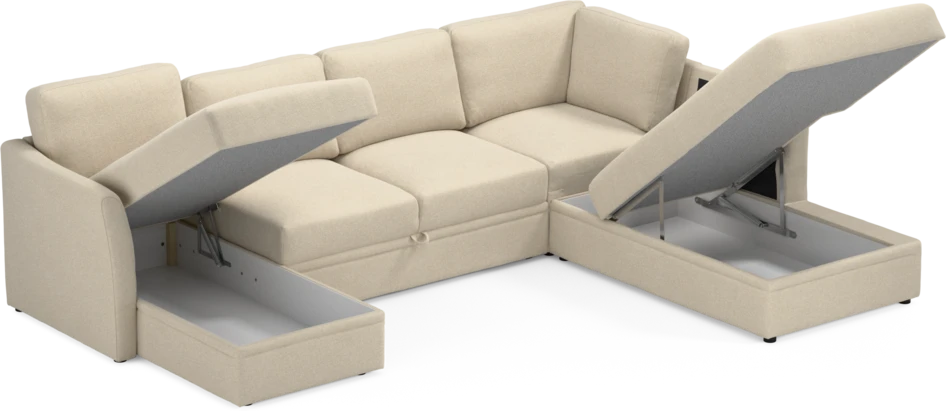 Öland - Bäddsoffa med schäslong vänster och divan höger - Beige