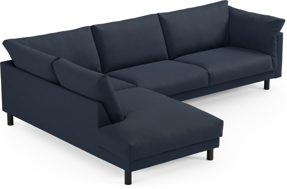 Cherrie - 3-sits soffa med divan vänster, fast klädsel - Blå