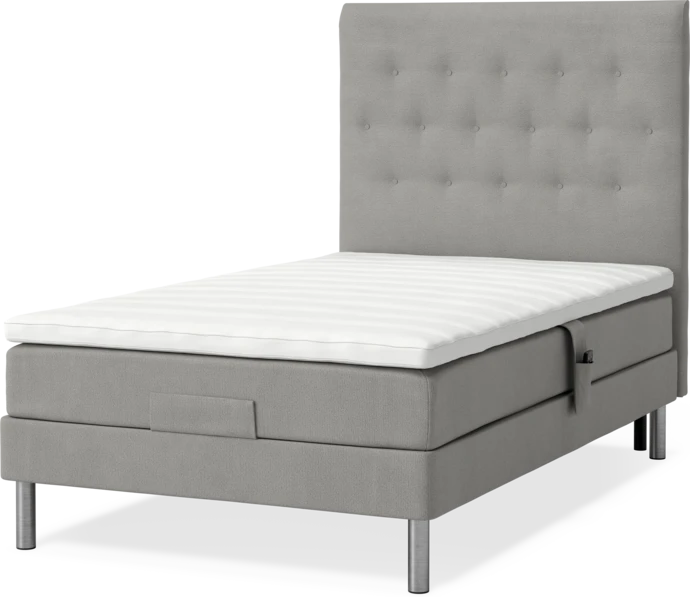 Roma Family, Ställbar säng, enkelsäng med bäddmadrass och sänggavel pikerad, B 90-120