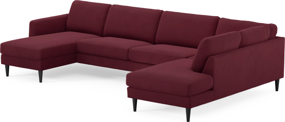 Bridge - 3-sits soffa med schäslong vänster och divan höger - Röd