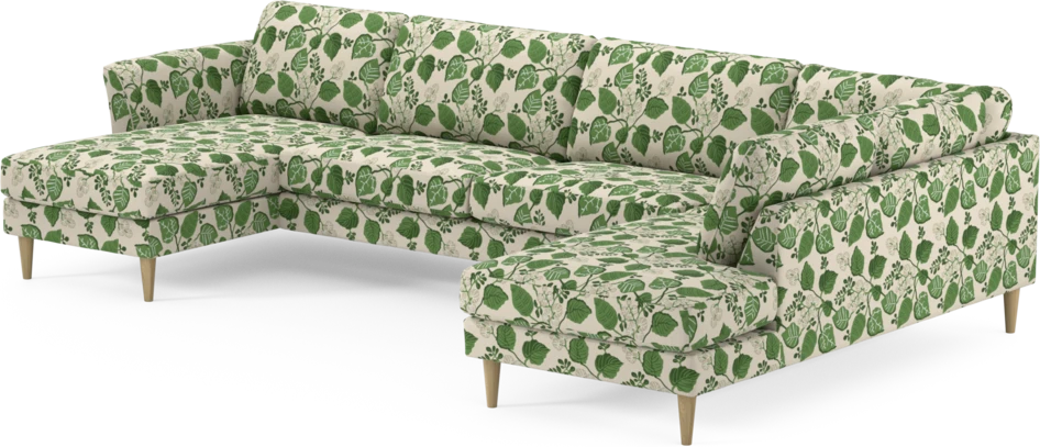 Bridge - 3-sits soffa med schäslong vänster och divan höger - Grön