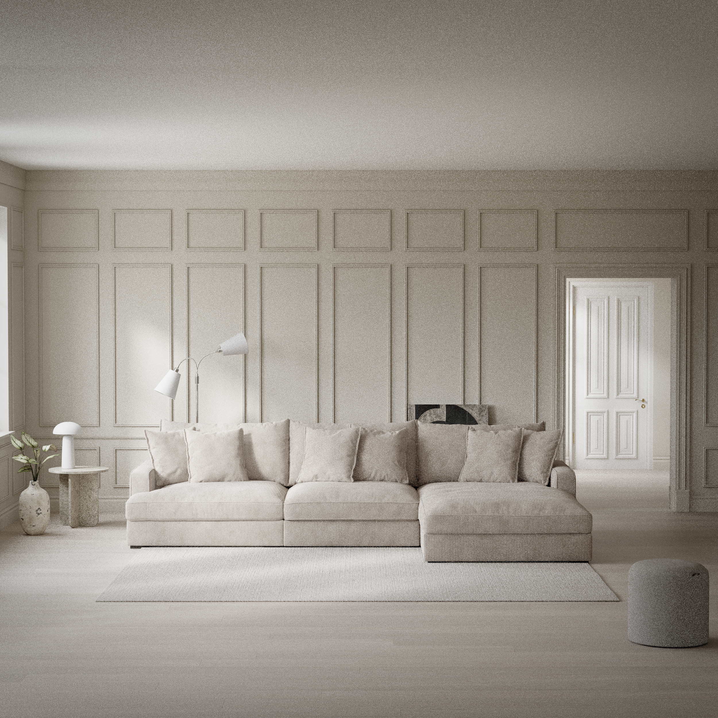 Rossi, 3-sits soffa med schäslong höger