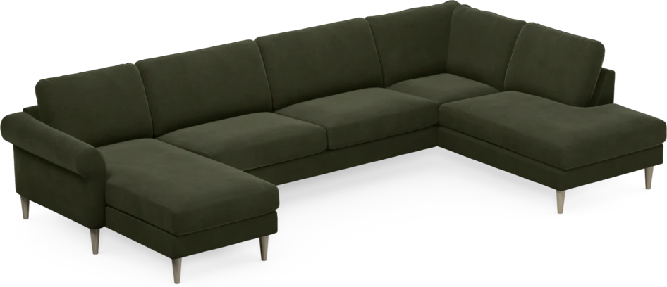 Bridge - 3-sits soffa med schäslong vänster och divan höger - Grön