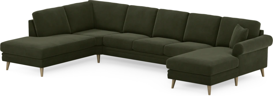 Eden - 3-sits soffa med divan vänster och schäslong höger - Grön