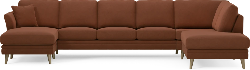 Eden - 3-sits soffa med schäslong vänster och divan höger - Orange
