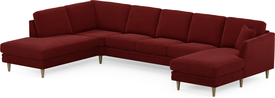 Eden - 3-sits soffa med divan vänster och schäslong höger - Röd