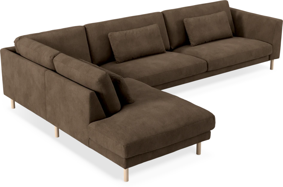 Willow - 4-sits soffa med divan vänster, fast klädsel - Brun