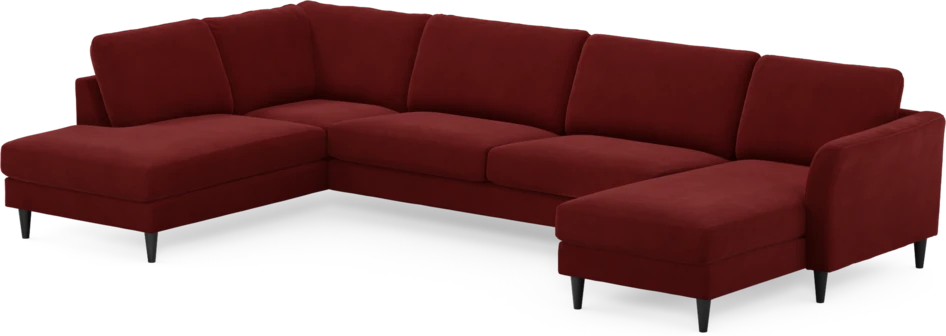 Bridge - 3-sits soffa med divan vänster och schäslong höger - Röd