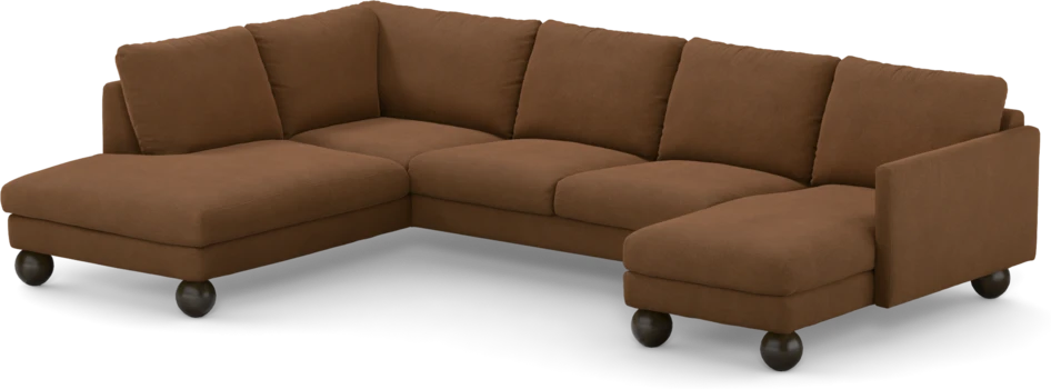 Madison Lux - 2-sits soffa med divan vänster och schäslong höger - Brun