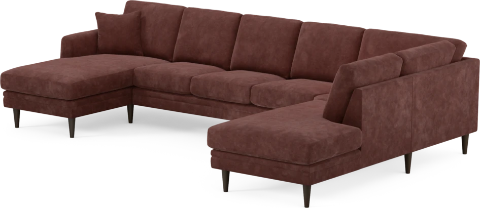 Eden - 3-sits soffa med schäslong vänster och divan höger - Röd
