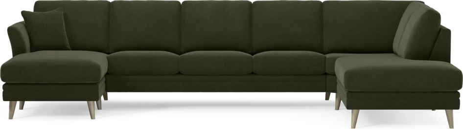Eden - 3-sits soffa med schäslong vänster och divan höger - Grön