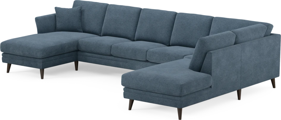 Eden - 3-sits soffa med schäslong vänster och divan höger - Blå