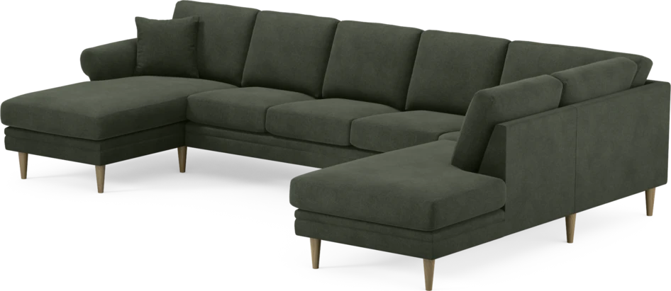 Eden - 3-sits soffa med schäslong vänster och divan höger - Grön