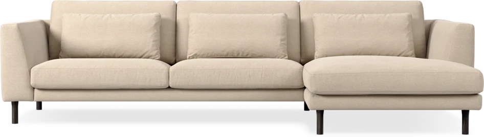 Willow - 3-sits soffa med schäslong höger, fast klädsel - Beige