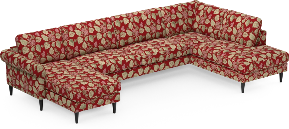 Bridge - 3-sits soffa med schäslong vänster och divan höger - Röd