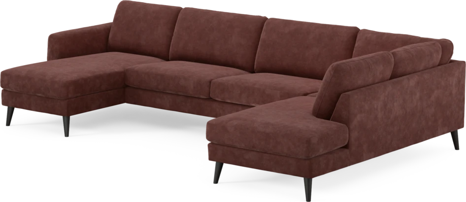 Bridge - 3-sits soffa med schäslong vänster och divan höger - Röd