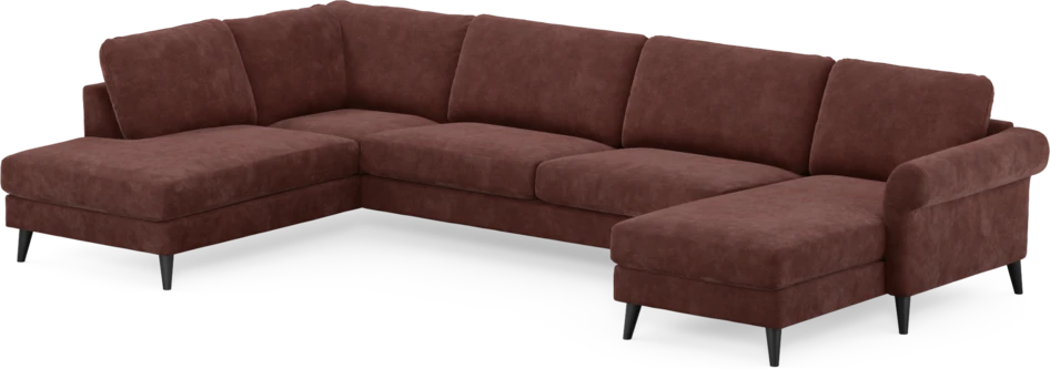 Bridge - 3-sits soffa med divan vänster och schäslong höger - Röd