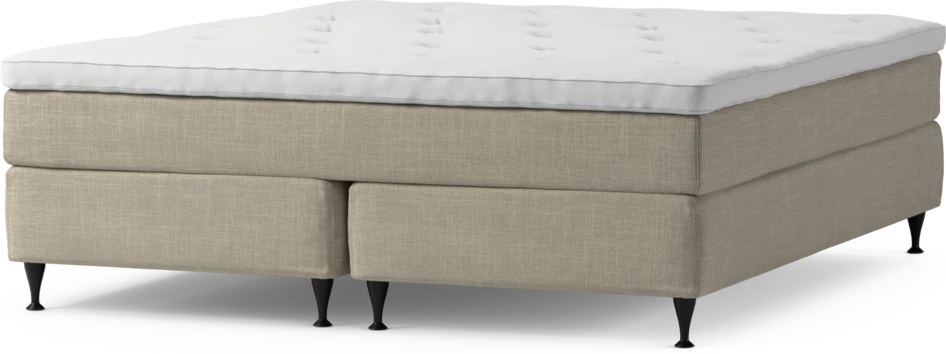 Delux Sense - Kontinentalsäng, dubbelsäng med bäddmadrass och sängben - Beige
