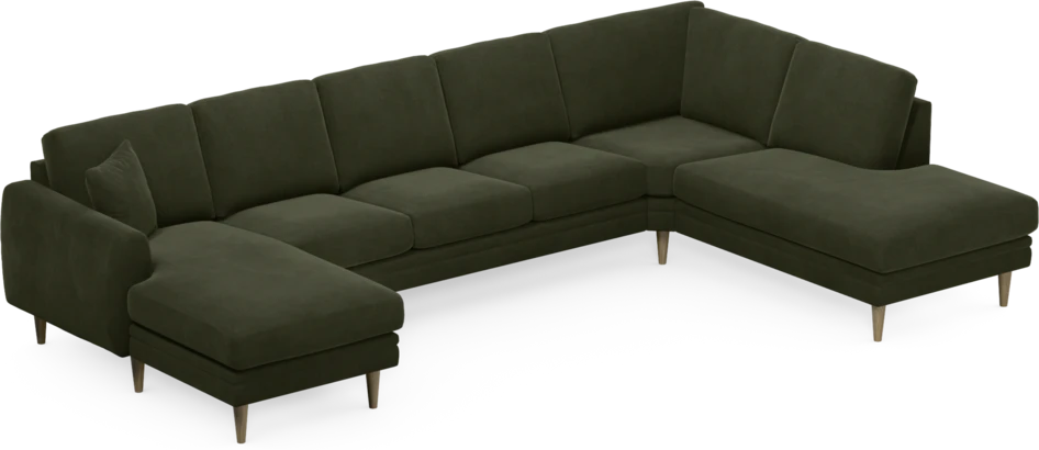 Eden - 3-sits soffa med schäslong vänster och divan höger - Grön