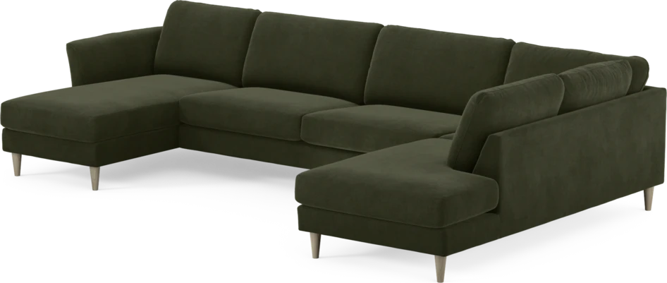 Bridge - 3-sits soffa med schäslong vänster och divan höger - Grön