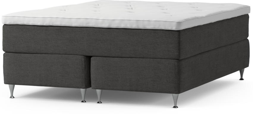 Delux Dream - Kontinentalsäng, dubbelsäng med bäddmadrass och sängben - Grå