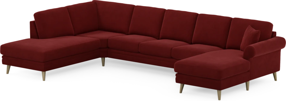 Eden - 3-sits soffa med divan vänster och schäslong höger - Röd