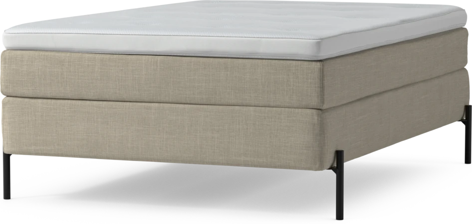 Delux Sense - Kontinentalsäng, enkelsäng 140 cm med bäddmadrass och sängben - Beige