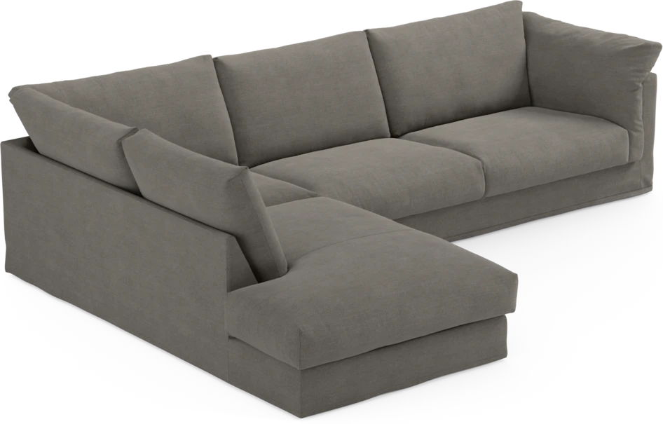 Cherrie - 3-sits soffa med divan vänster, med kappa - Grå